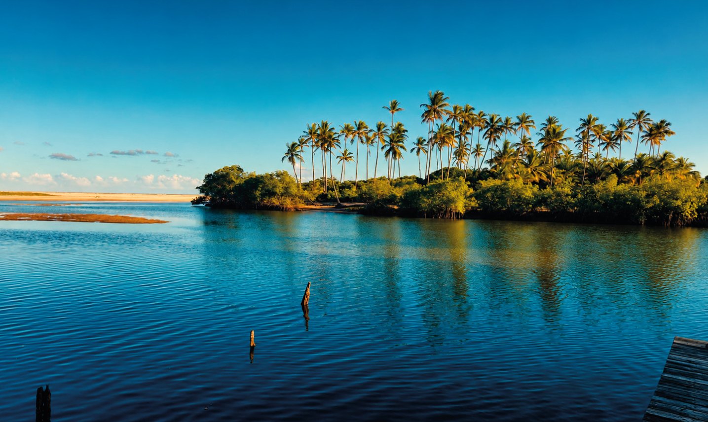 The mouth of the Tijuípe river meeting the sea at Serra Grande